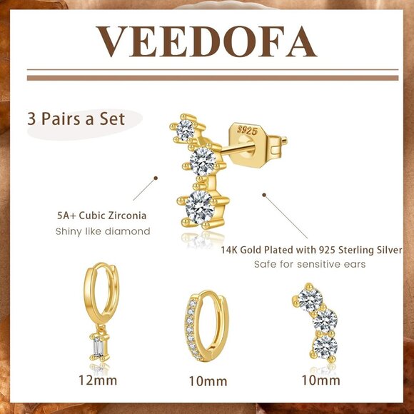 🆕 Women Gold Small Hoop Earrings Trendy Chunky Multiple Piercing Jewelry Gift - Picture 3 of 7